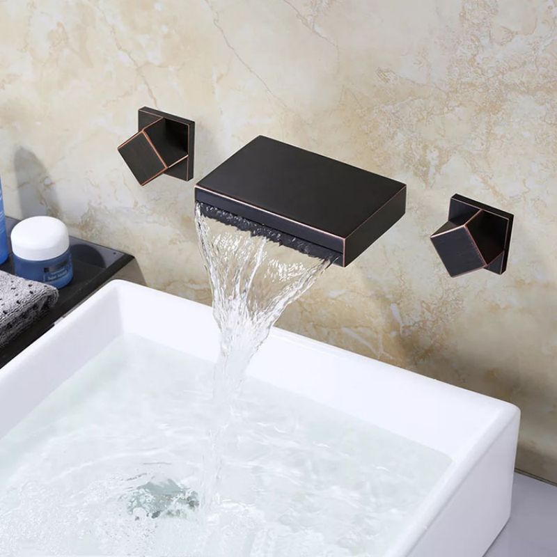 square wall basin taps