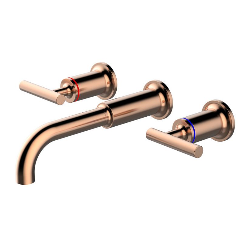 copper basin faucet in wall
