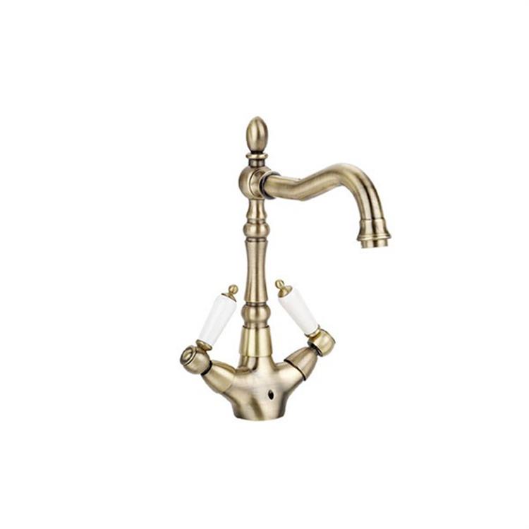 dual handle brass antique kitchen faucet 