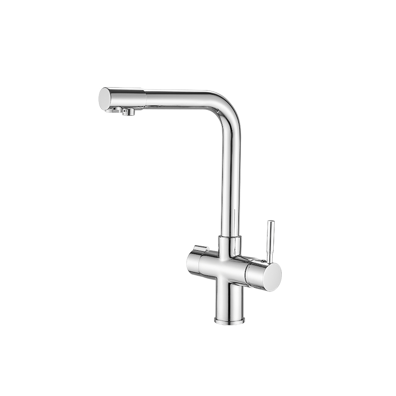 Dual Handle Hot Cold Water Faucet in Kitchen