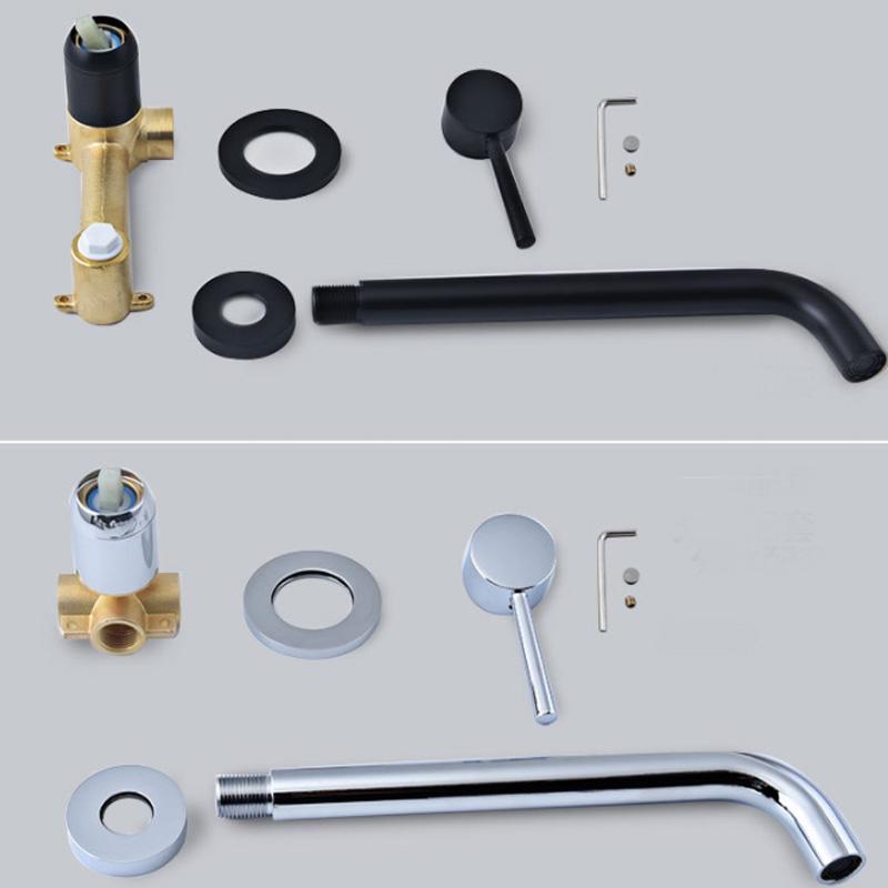 3 holes in-wall brass basin mixer taps