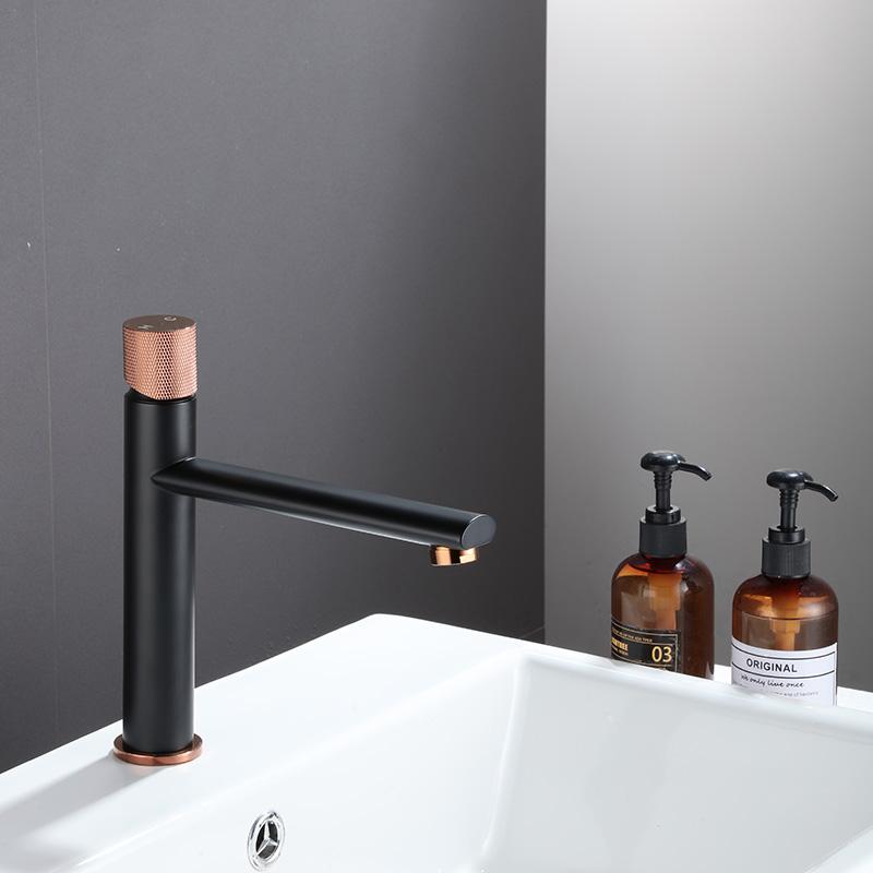 Matte black golden handle basin faucets mixer