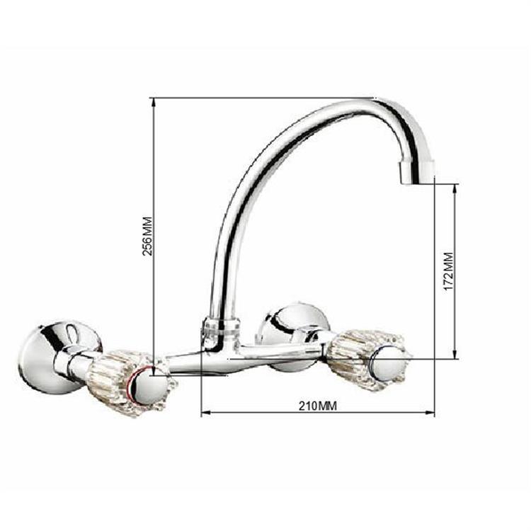 dual handle wall mounted hot cold kitchen faucet