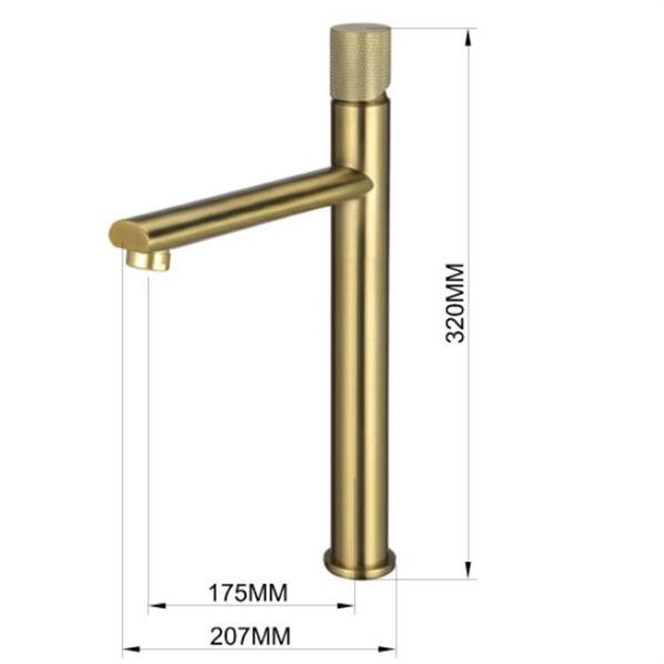 single handle tall golden color basin water taps