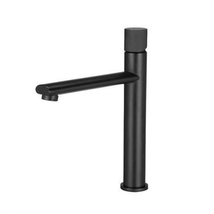 Black single handle tall basin water taps