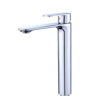 Deck-mount tall single handle chrome basin faucets