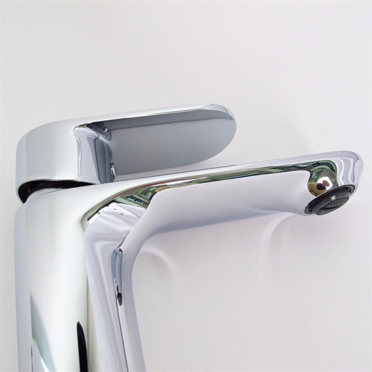 Deck-mount single handle chrome basin faucet