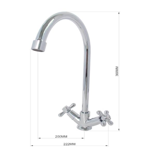 Deck dual handle kitchen water tap