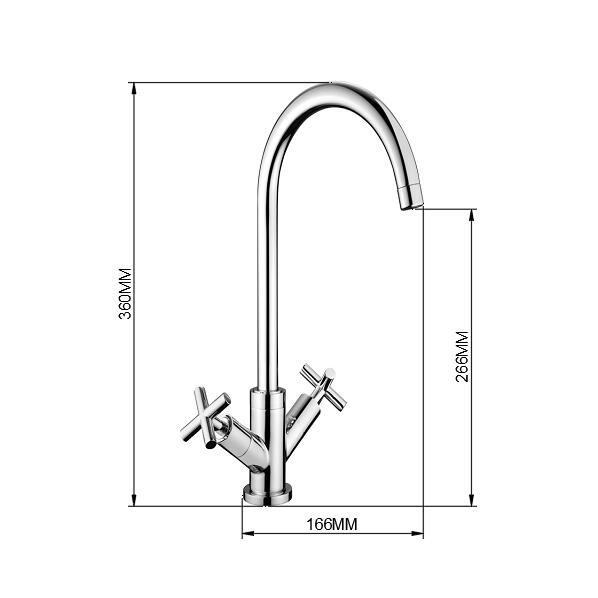 Dual handle deck kitchen water tap mixer