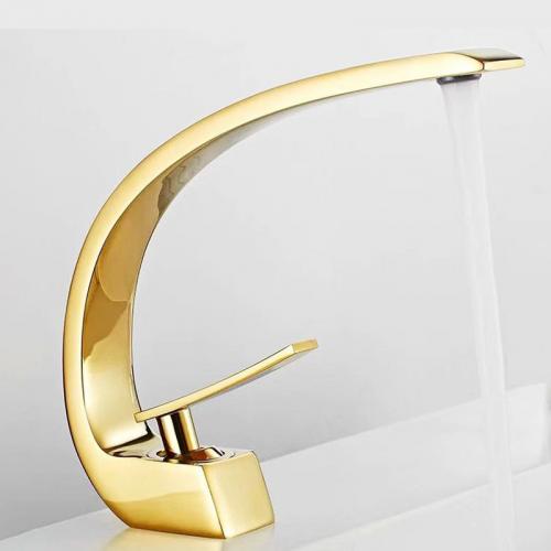 Golden color tall basin faucets