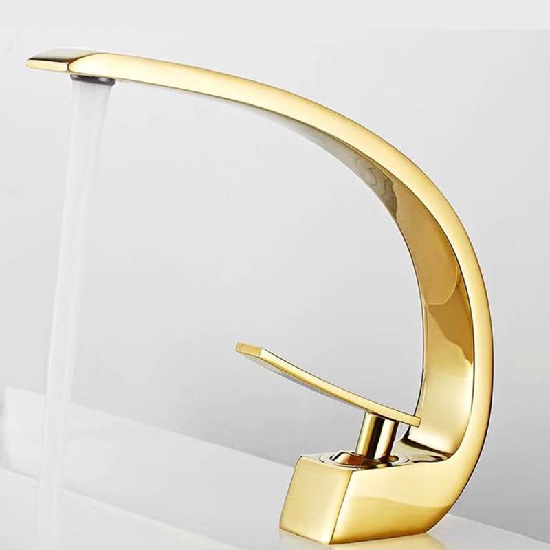 Golden color tall basin faucets